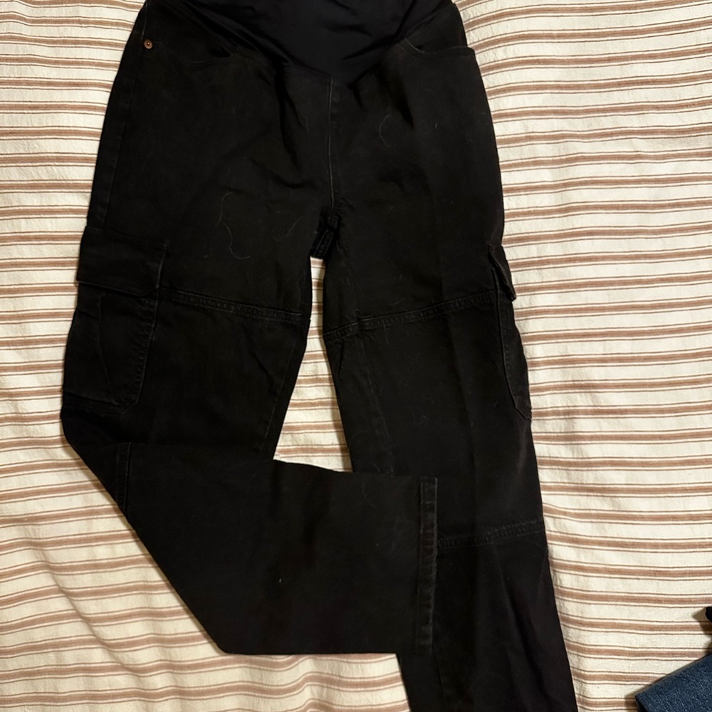 Black Maternity Cargo Jeans